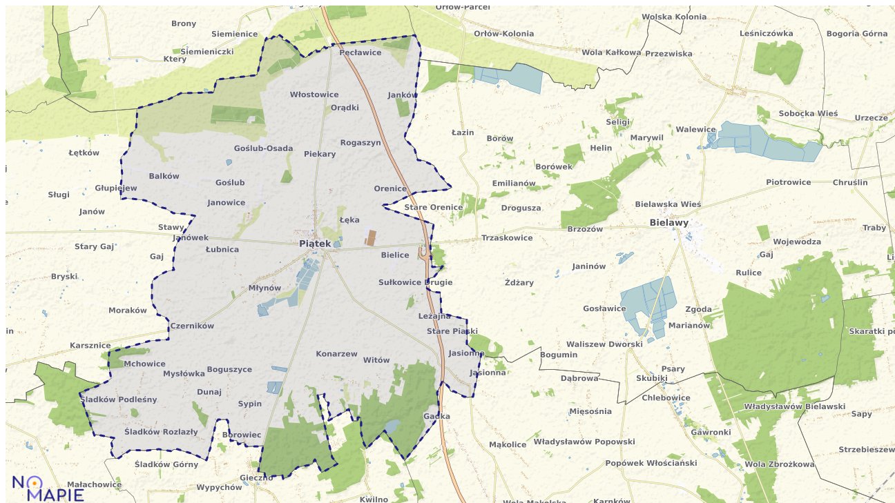 Mapa obszarów ochrony przyrody Piątku