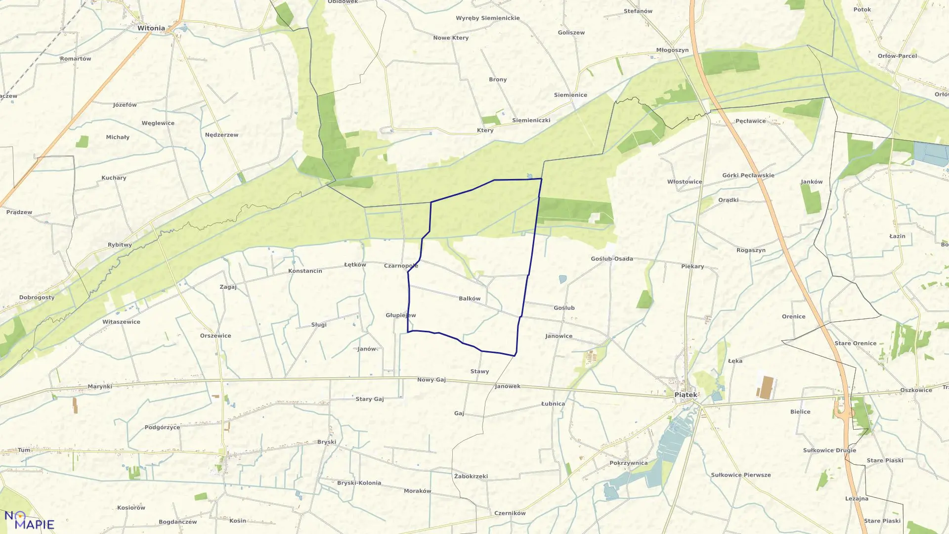 Mapa obrębu BALKÓW w gminie Piątek