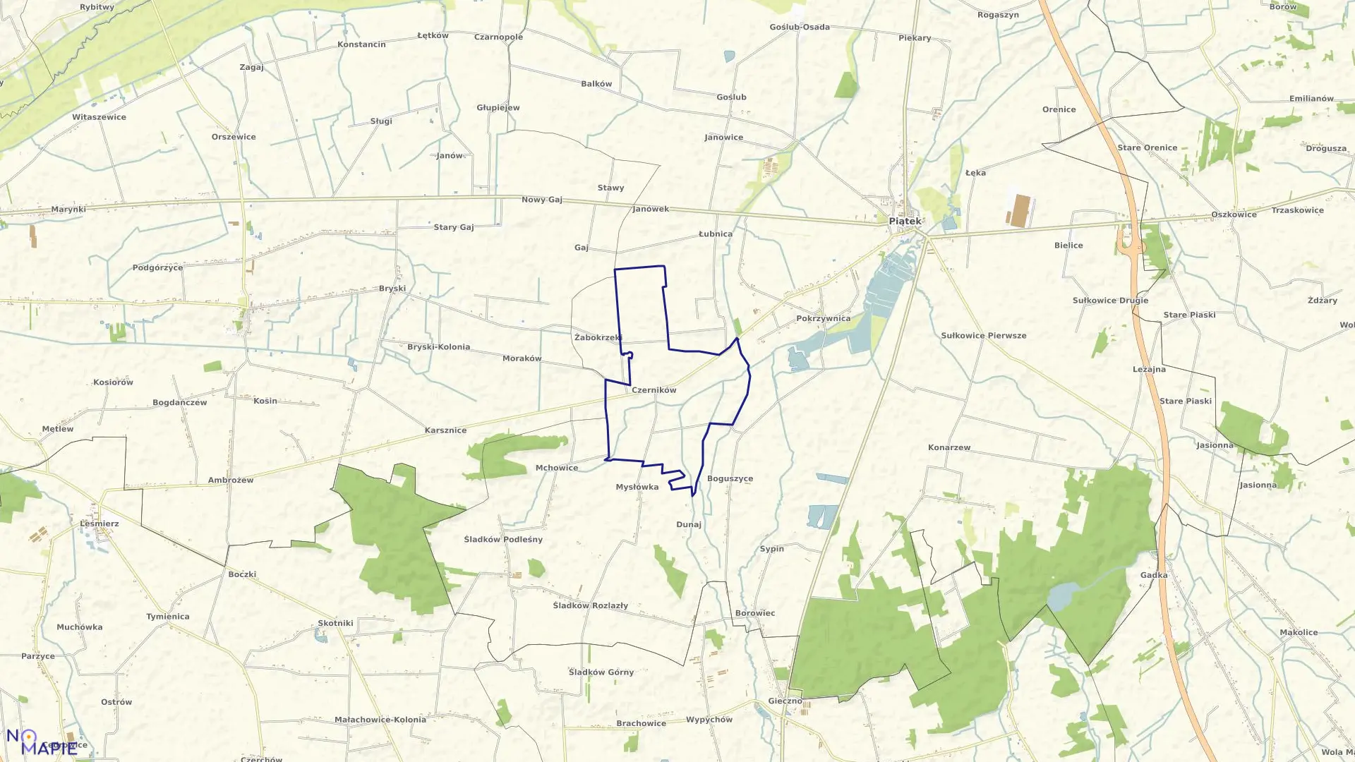 Mapa obrębu CZERNIKÓW w gminie Piątek
