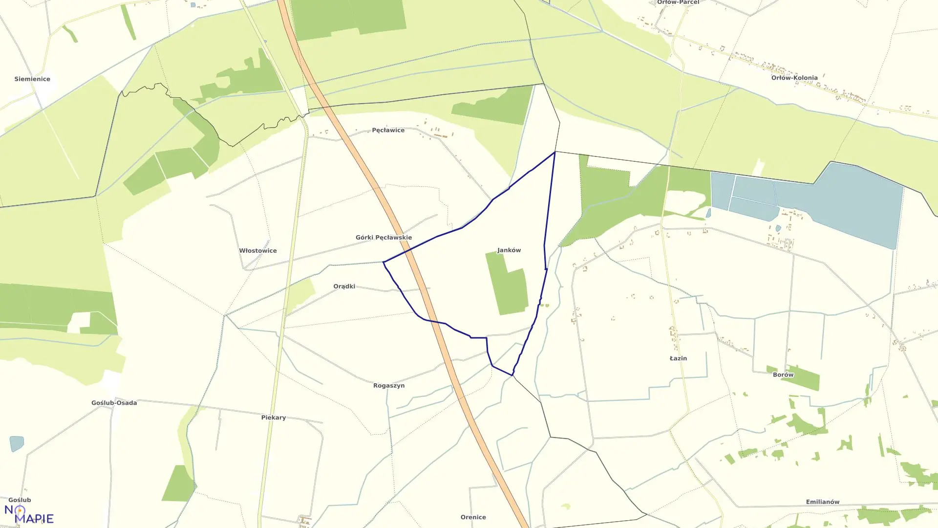 Mapa obrębu JANKÓW-JANKÓWEK w gminie Piątek