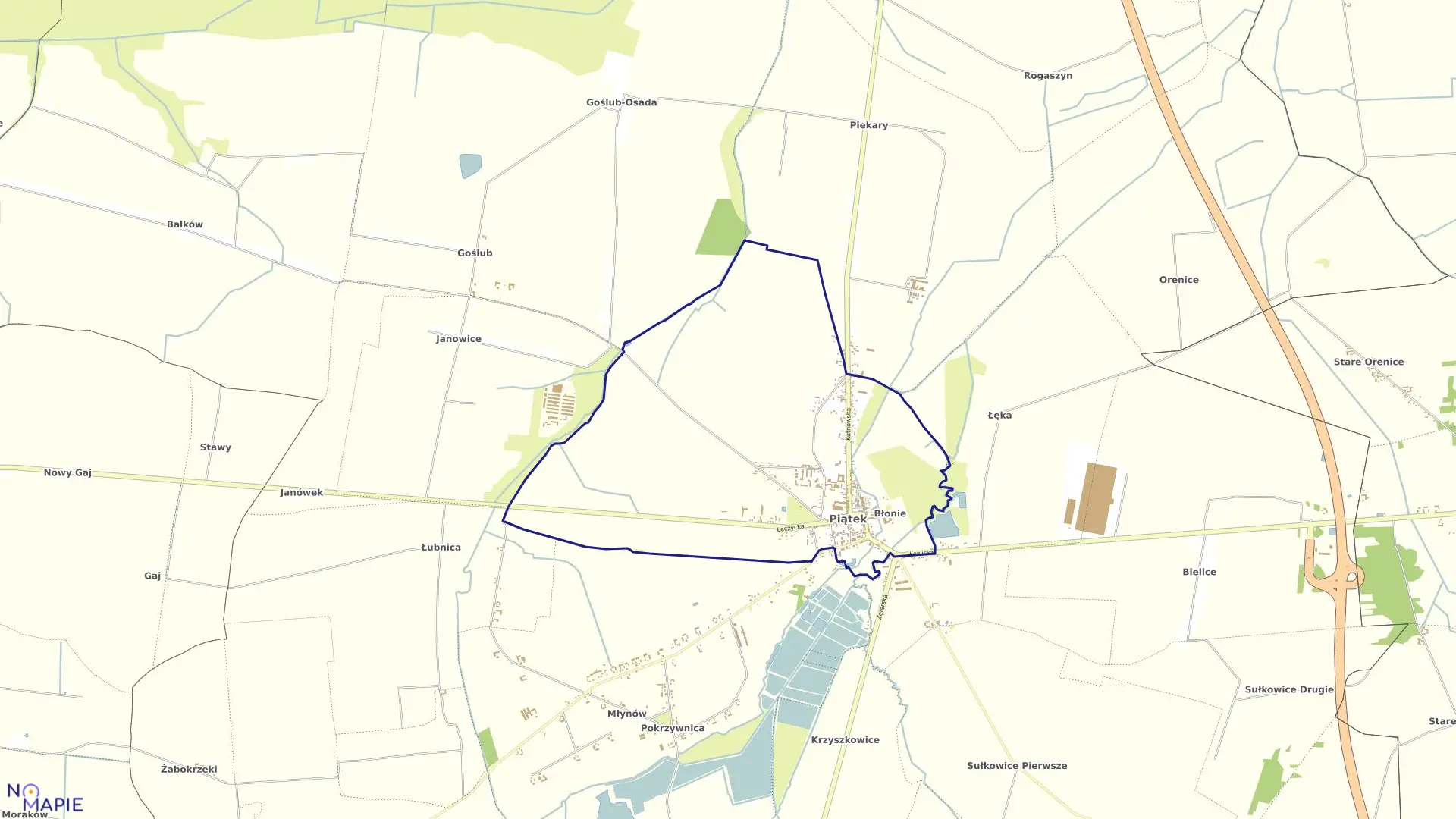 Mapa obrębu PIĄTEK w gminie Piątek