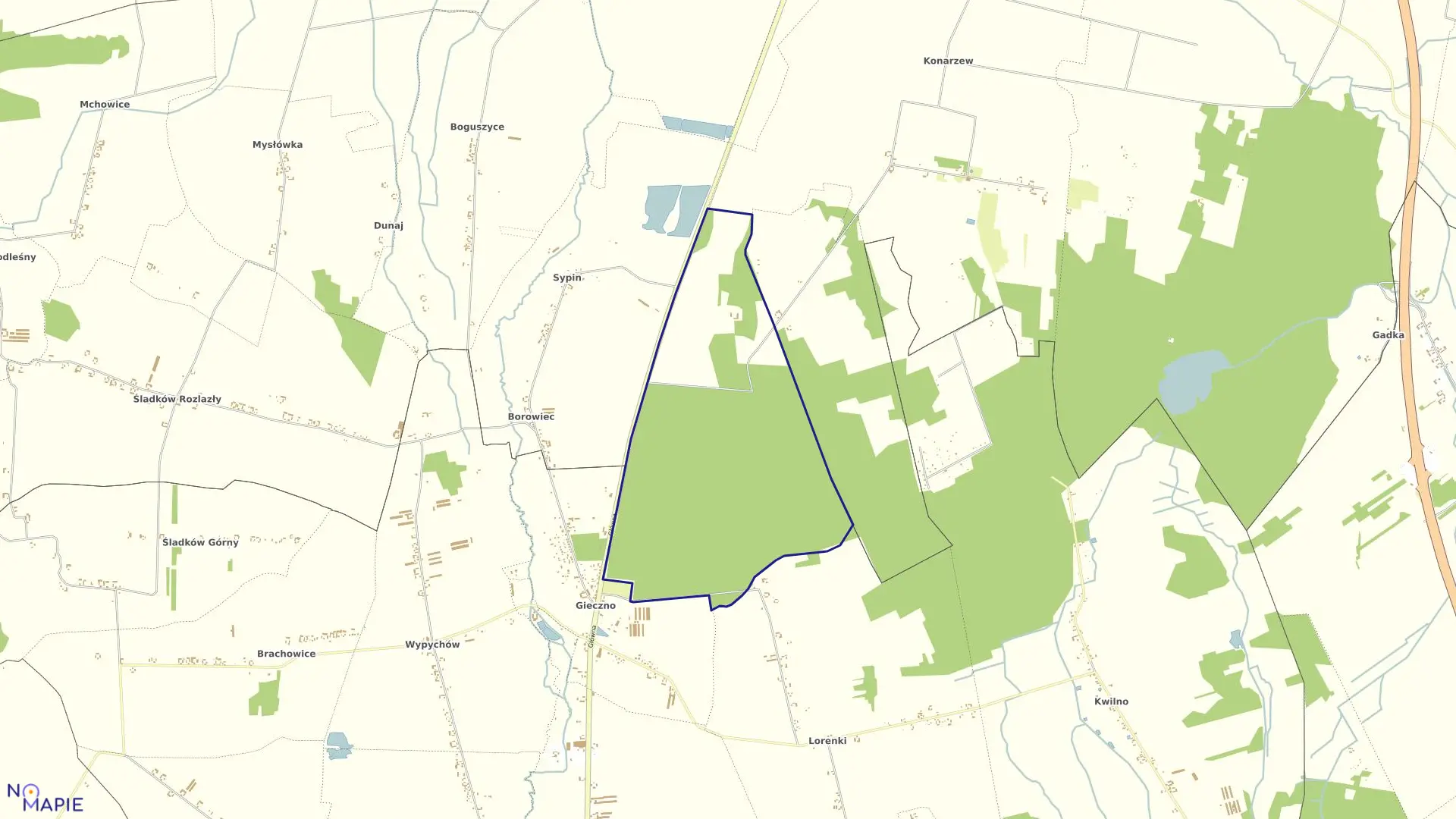 Mapa obrębu RSP GIECZNO w gminie Piątek